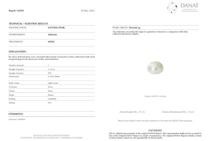 Trial Auction - Real Natural Pearl 1.24 Carat Danat Lab Certified 142095
